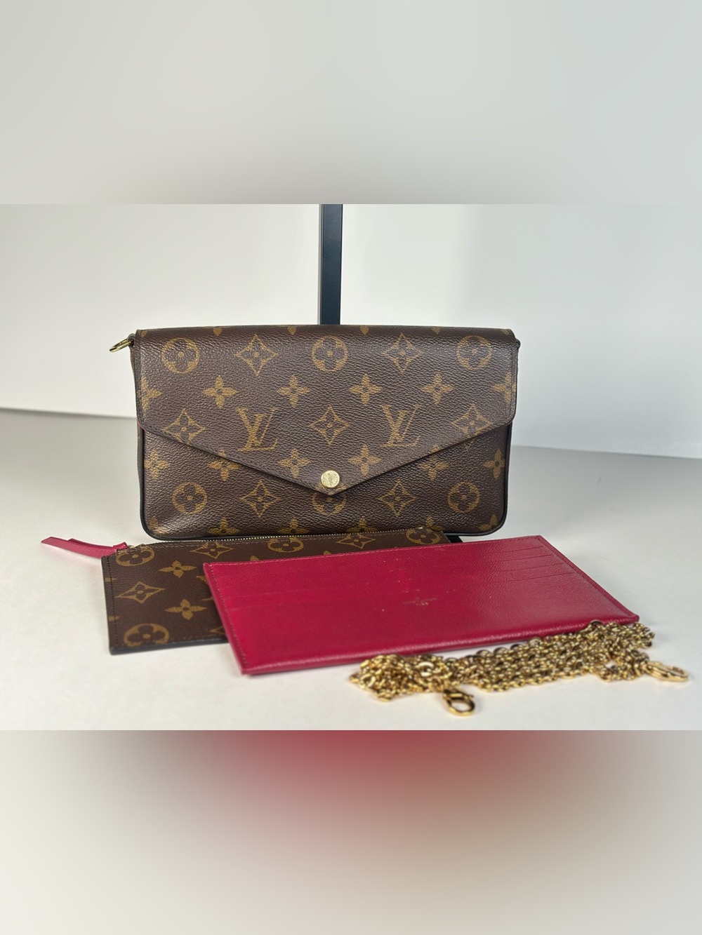 Authentic Louis Vuitton Monogram Felicie Pochette Clutch Crossbody